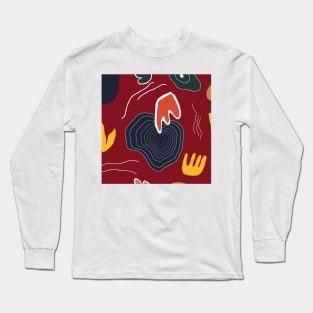 Abstract Autumn Shapes Red Long Sleeve T-Shirt